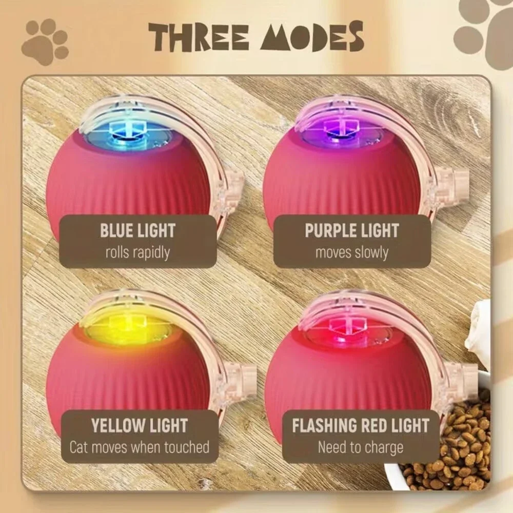 Full Smart 360° Rolling Pet Ball LED Light and USB Charging Cable For Cat or Dog